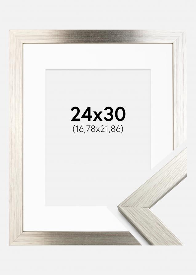 Rahmen Silver Wood 24x30 cm - Passepartout Weiß 7x9 inches