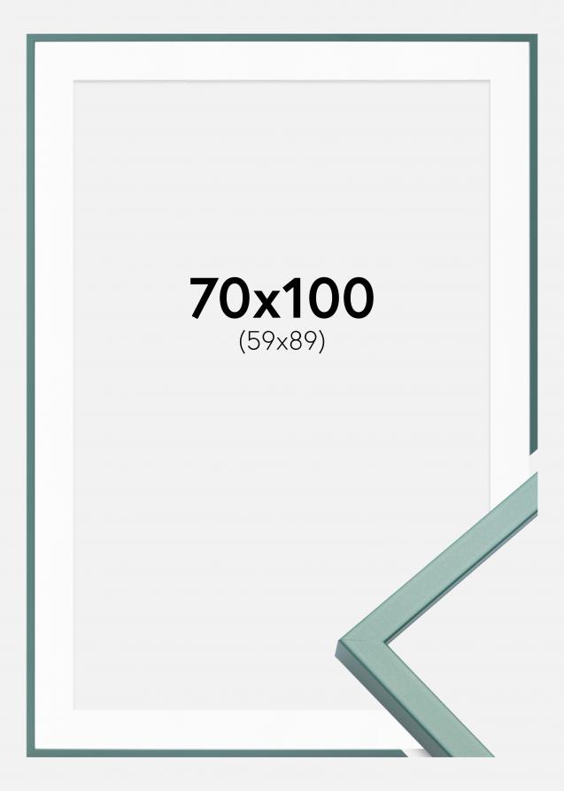 Rahmen E-Line Grün 70x100 cm - Passepartout Weiß 60x90 cm
