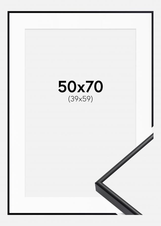Rahmen Visby Schwarz 50x70 cm - Passepartout Weiß 40x60 cm