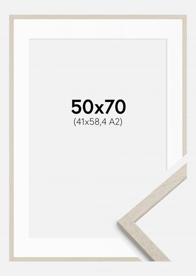 Rahmen Edsbyn Sand 50x70 cm - Passepartout Weiß 42x59,4 cm (A2)