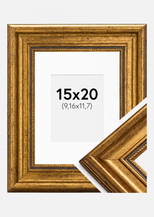 Rahmen Rokoko Gold 15x20 cm - Passepartout Weiß 4x5 inches