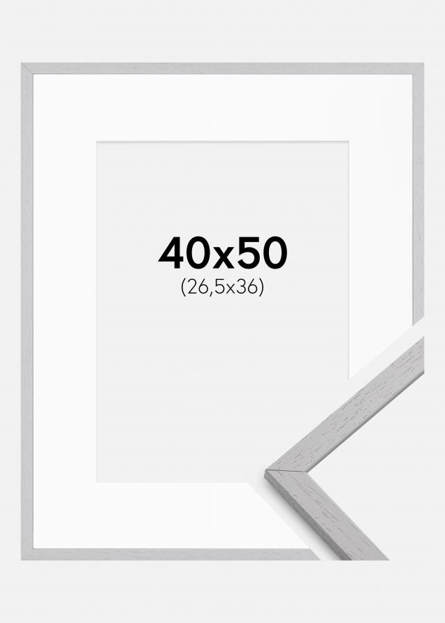 Rahmen Edsbyn Grey 40x50 cm - Passepartout Weiß 27,5x37 cm