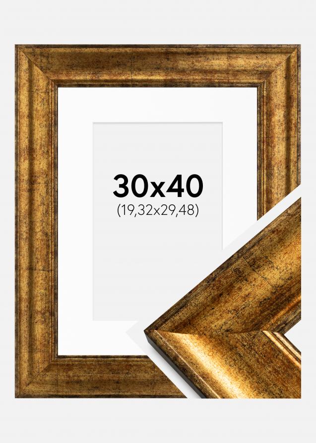Rahmen Saltsjöbaden Gold 30x40 cm - Passepartout Weiß 8x12 inches