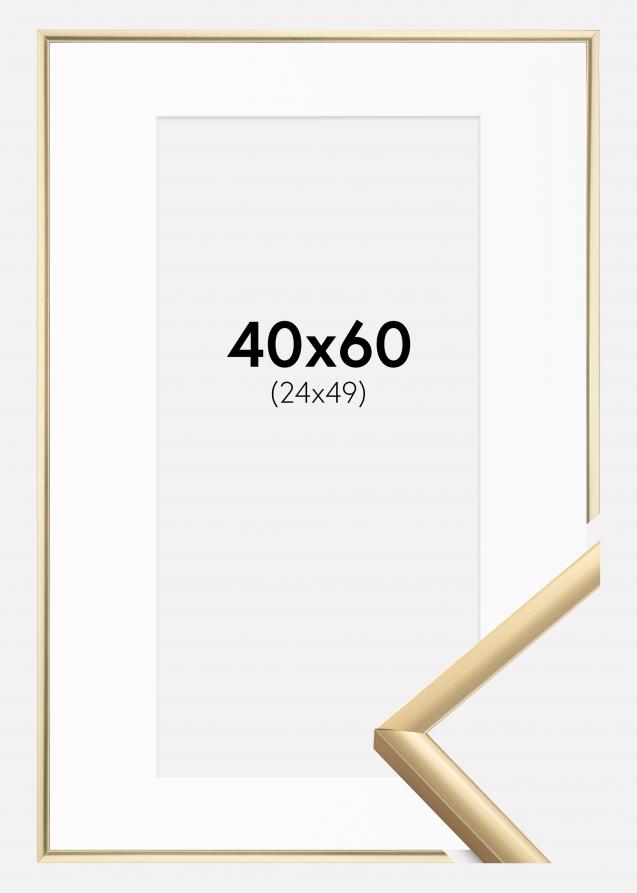Rahmen New Lifestyle Gold 40x60 cm - Passepartout Weiß 25x50 cm
