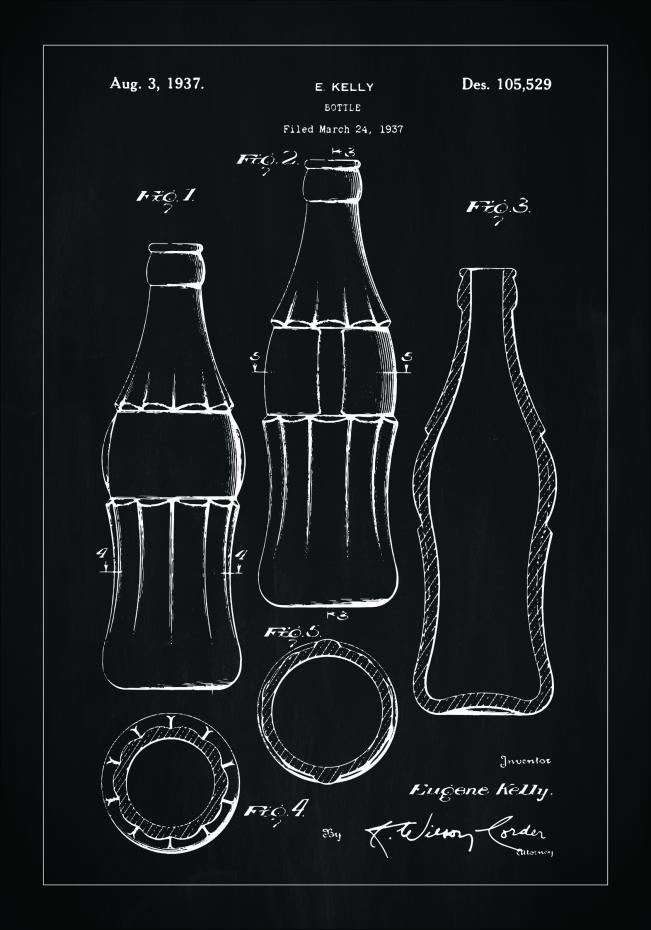 Patentzeichnung - Coca-Cola-Flasche - Schwarz Poster