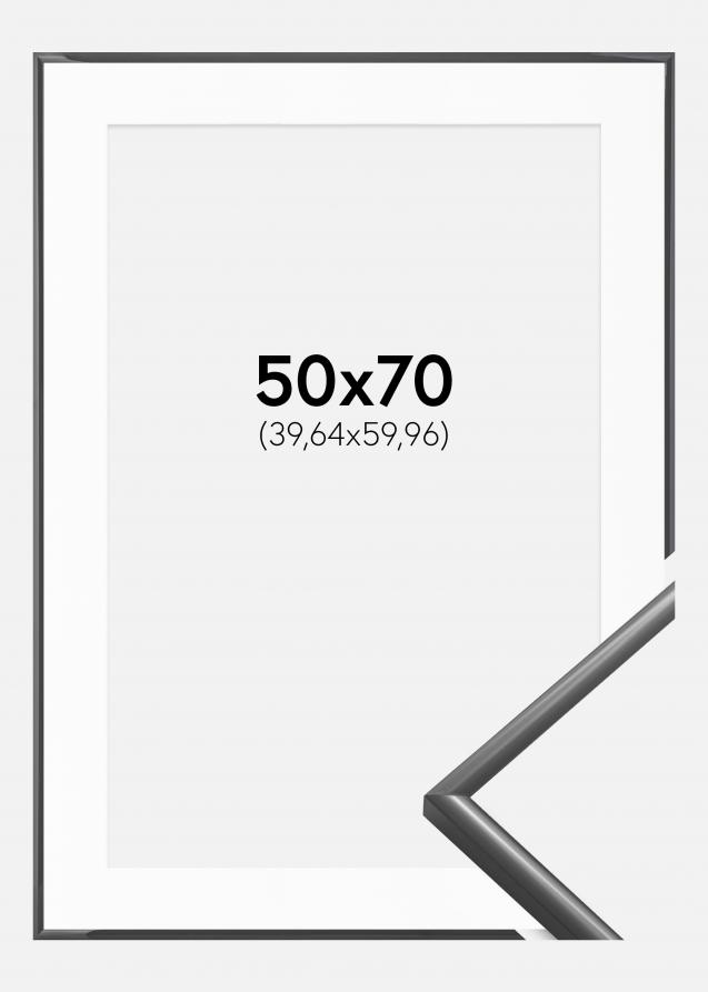 Rahmen New Lifestyle Dunkelgrau 50x70 cm - Passepartout Weiß 16x24 inches