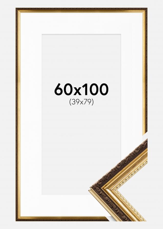 Rahmen Abisko Gold 60x100 cm - Passepartout Weiß 40x80 cm