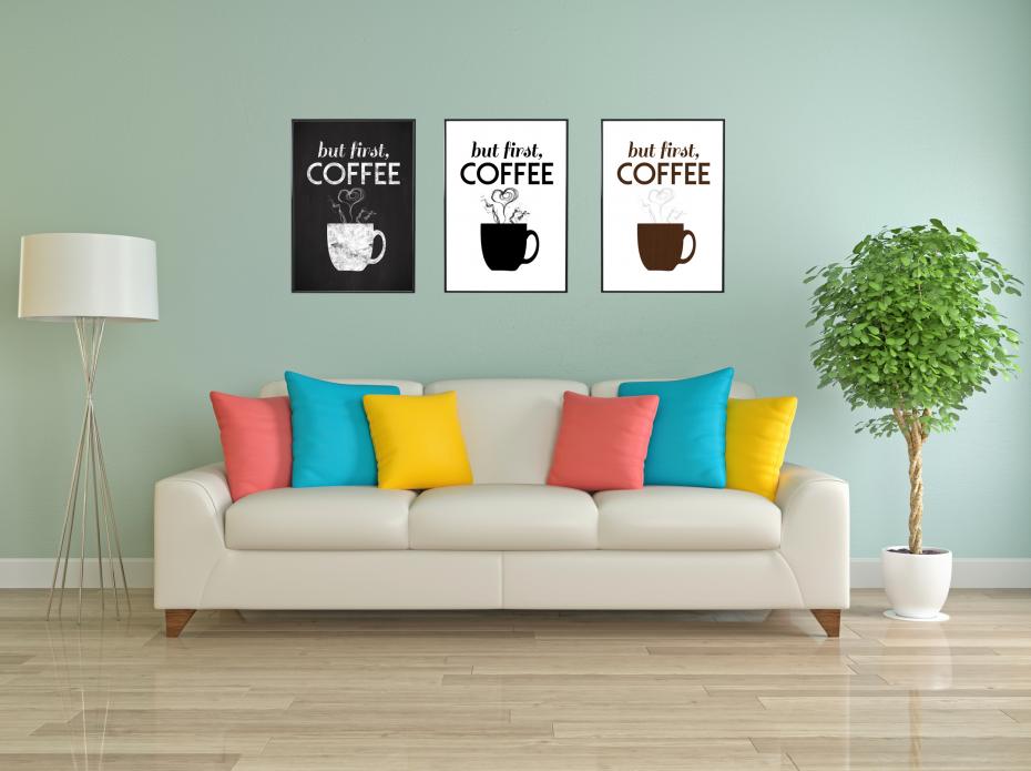 But first coffee - Wood Poster
