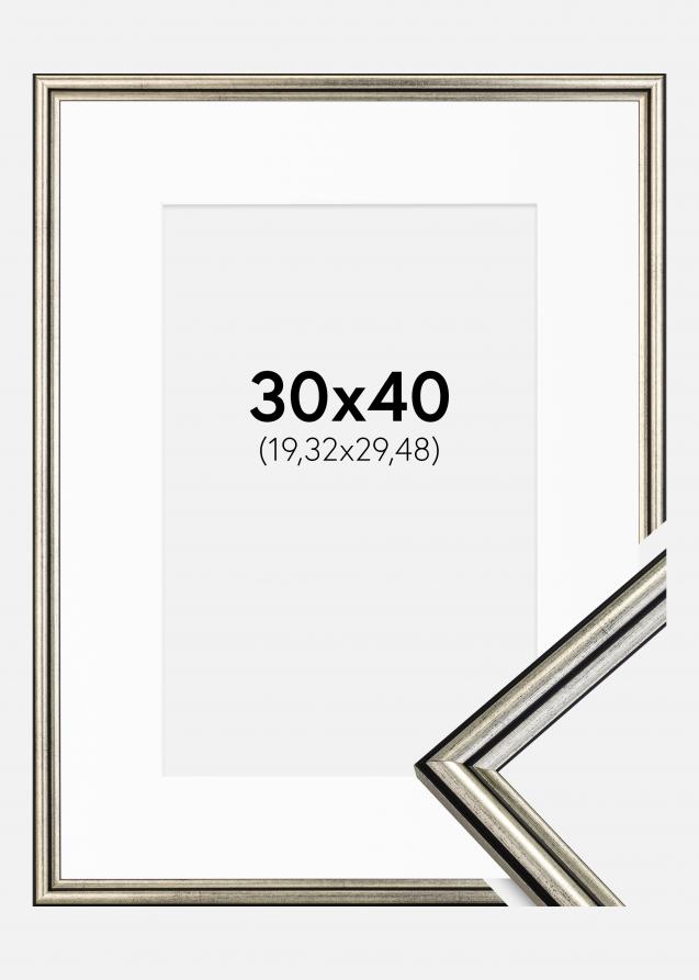 Rahmen Horndal Silber 30x40 cm - Passepartout Weiß 8x12 inches