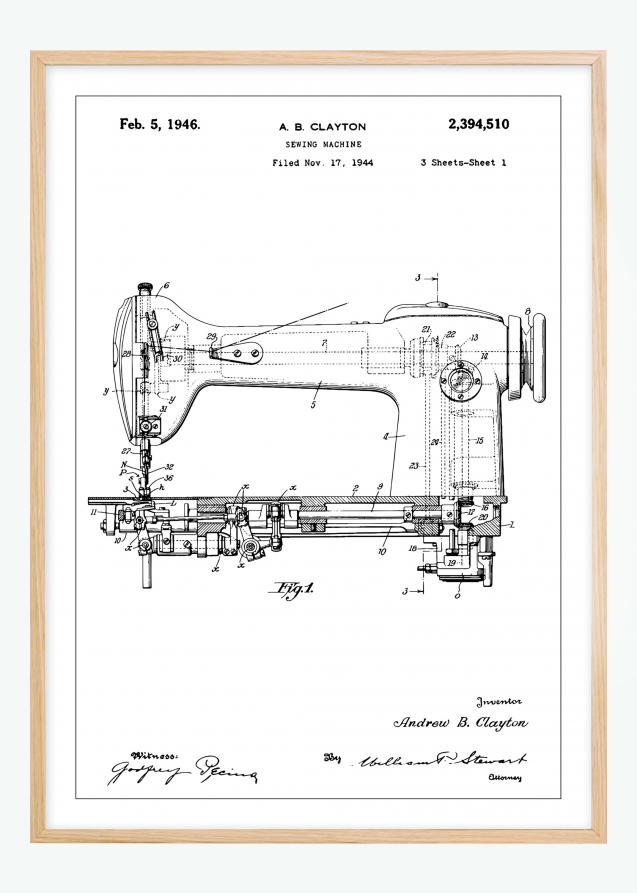 Patentzeichnung - Nähmaschine I Poster