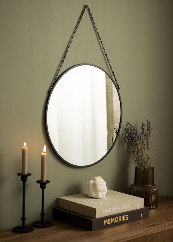 Runder Spiegel Modern Schwarz 51 cm 