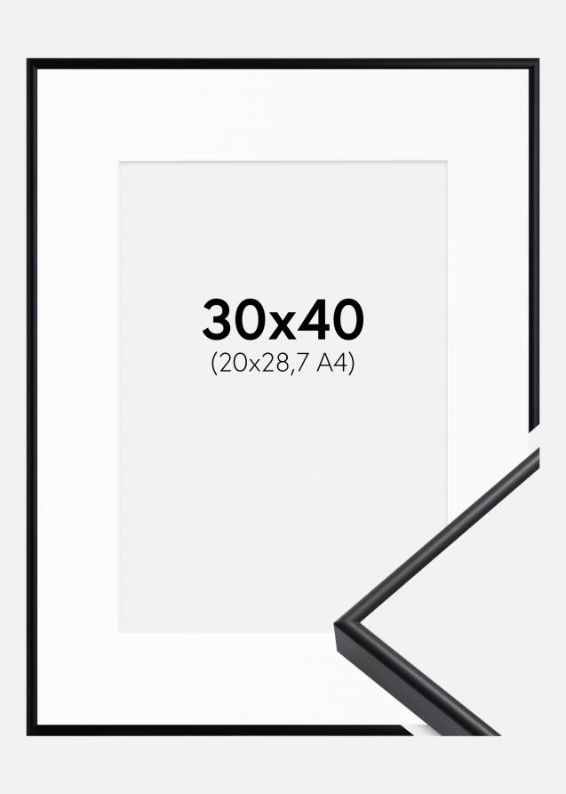 Rahmen Visby Schwarz 30x40 cm - Passepartout Weiß 21x29,7 cm (A4)