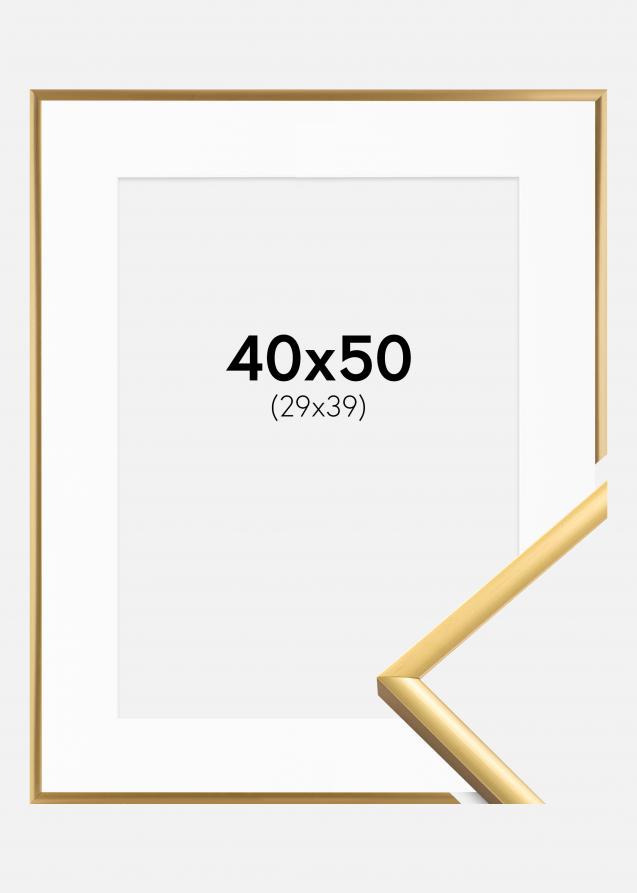 Rahmen New Lifestyle Shiny Gold 40x50 cm - Passepartout Weiß 30x40 cm