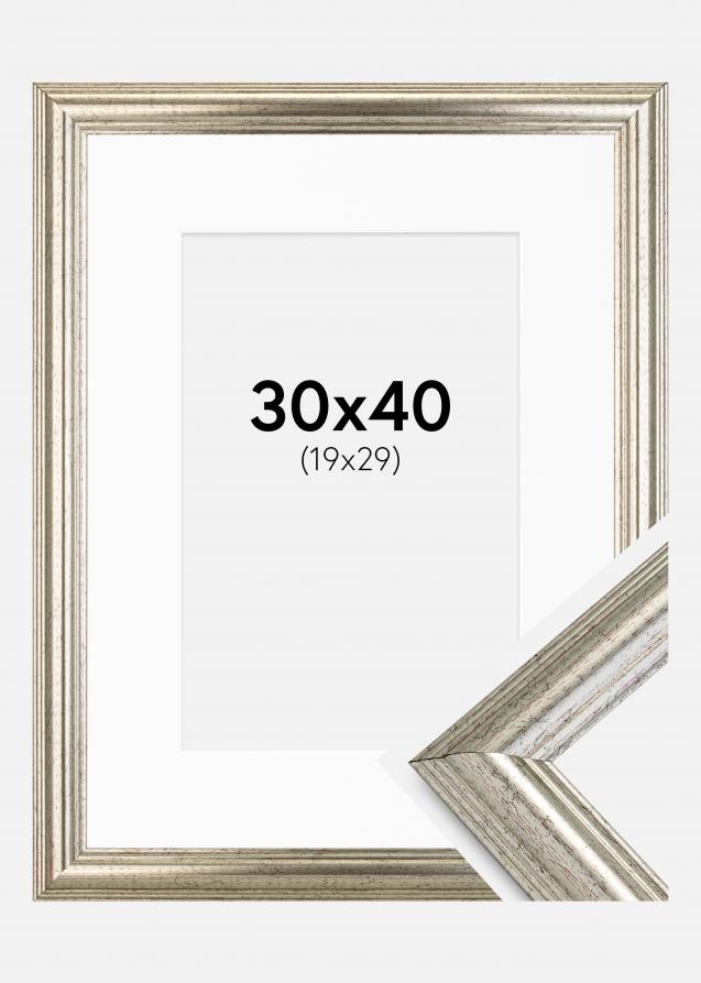 Rahmen Västkusten Silber 30x40 cm - Passepartout Weiß 20x30 cm