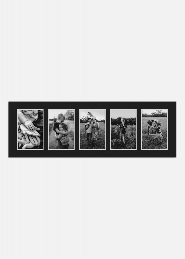 Passepartout Schwarz 20x60 cm - Collage 5 Bilder (9x14 cm)