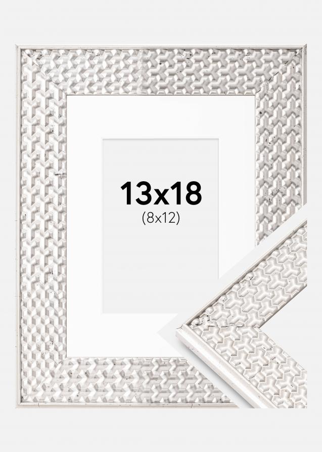 Rahmen Grace Silber 13x18 cm - Passepartout Weiß 9x13 cm