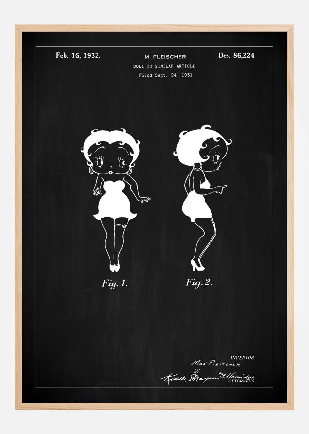 Patentzeichnung - Betty Boop - Schwarz Poster