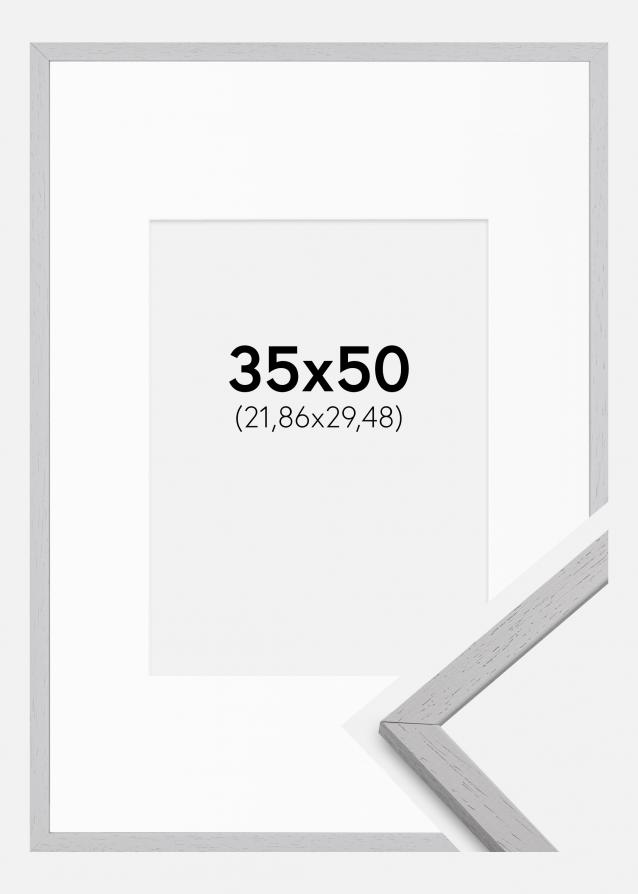 Rahmen Edsbyn Grey 35x50 cm - Passepartout Weiß 9x12 inches