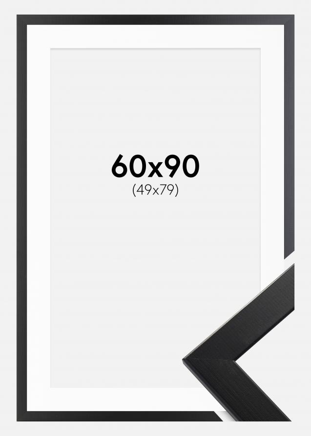 Rahmen Trendline Schwarz 60x90 cm - Passepartout Weiß 50x80 cm