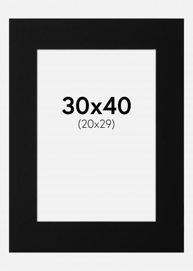 Passepartout Schwarz Standard (weißer Kern) 30x40 cm (20x29)