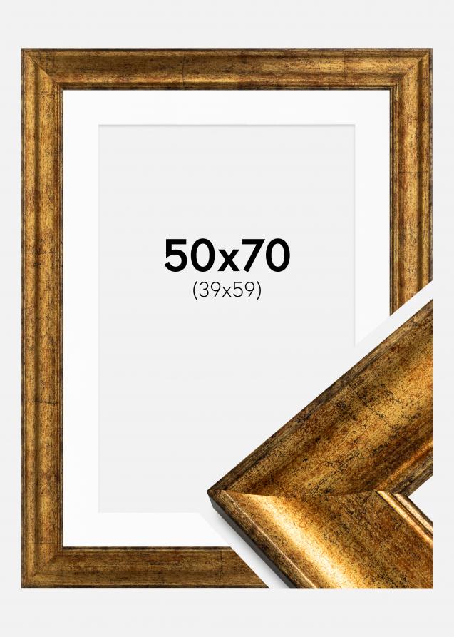 Rahmen Saltsjöbaden Gold 50x70 cm - Passepartout Weiß 40x60 cm
