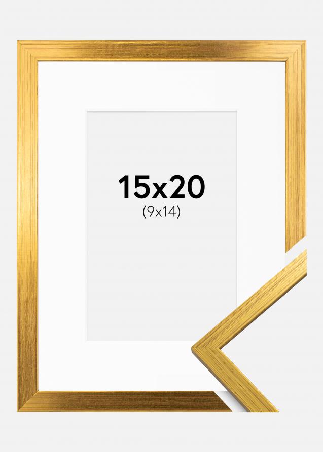 Rahmen Edsbyn Gold 15x20 cm - Passepartout Weiß 10x15 cm