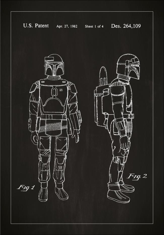 Patentzeichnung - Star Wars - Boba Fett - Schwarz Poster