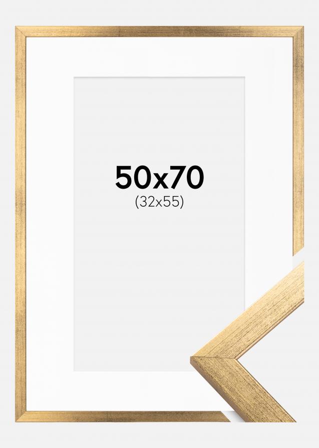 Rahmen Stilren Gold 50x70 cm - Passepartout Weiß 33x56 cm
