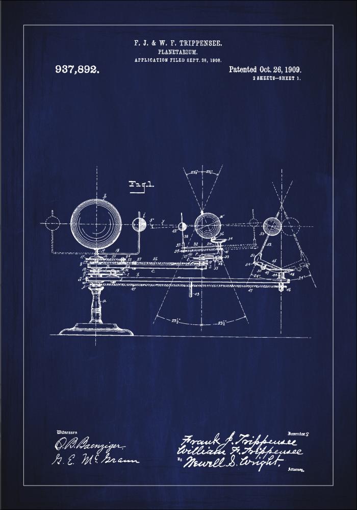 Patentzeichnung - Planetarium - Blau Poster