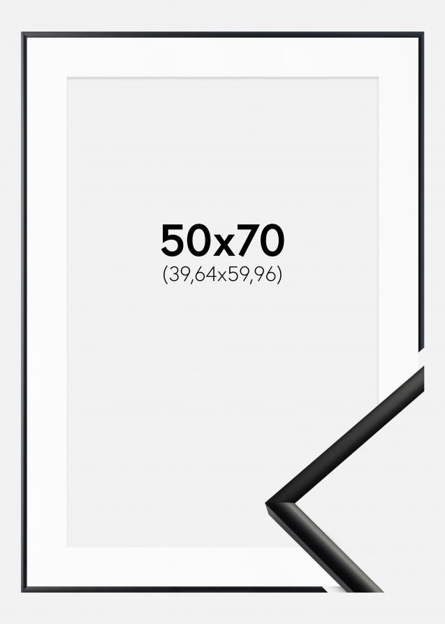 Rahmen New Lifestyle Matt Schwarz 50x70 cm - Passepartout Weiß 16x24 inches