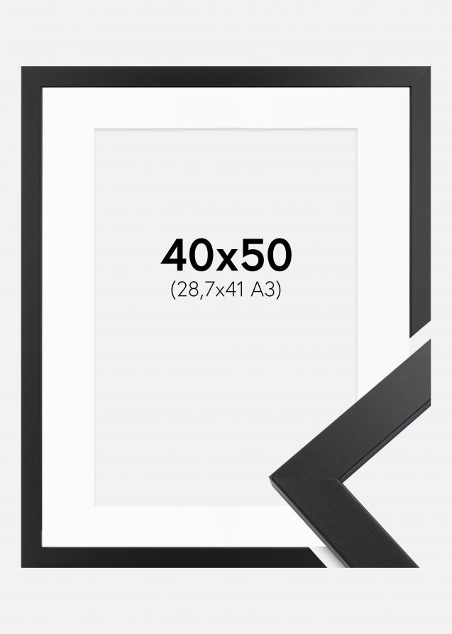 Rahmen Black Wood 40x50 cm - Passepartout Weiß 29,7x42 cm