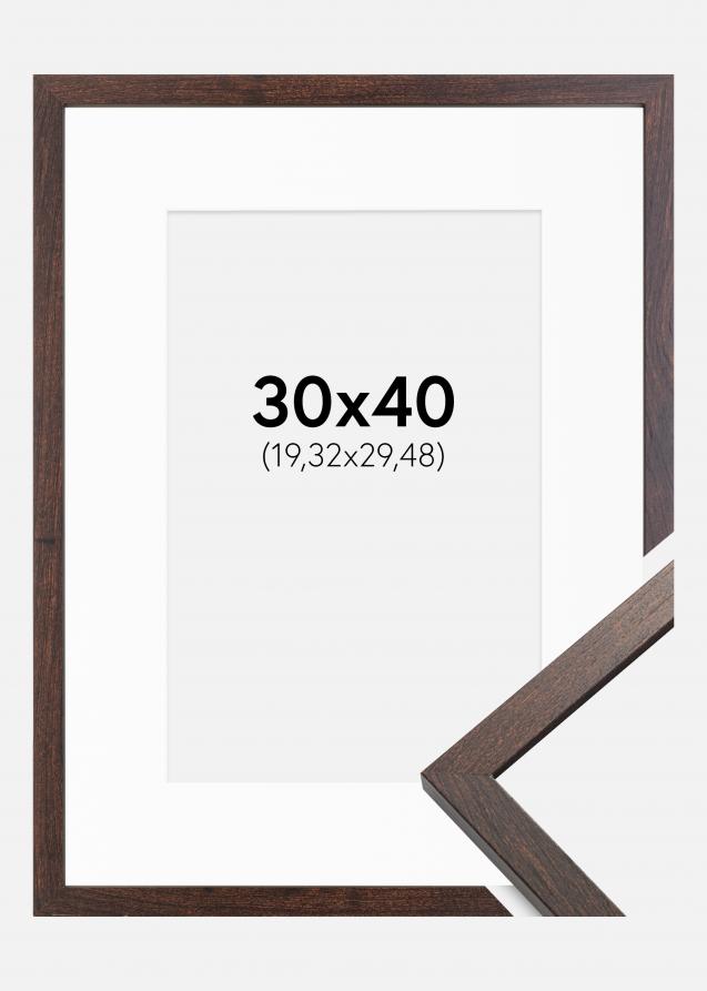 Rahmen Trendy Walnuss 30x40 cm - Passepartout Weiß 8x12 inches