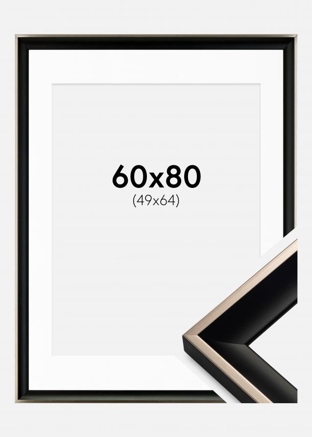 Rahmen Öjaren Schwarz-Silber 60x80 cm - Passepartout Weiß 50x65 cm