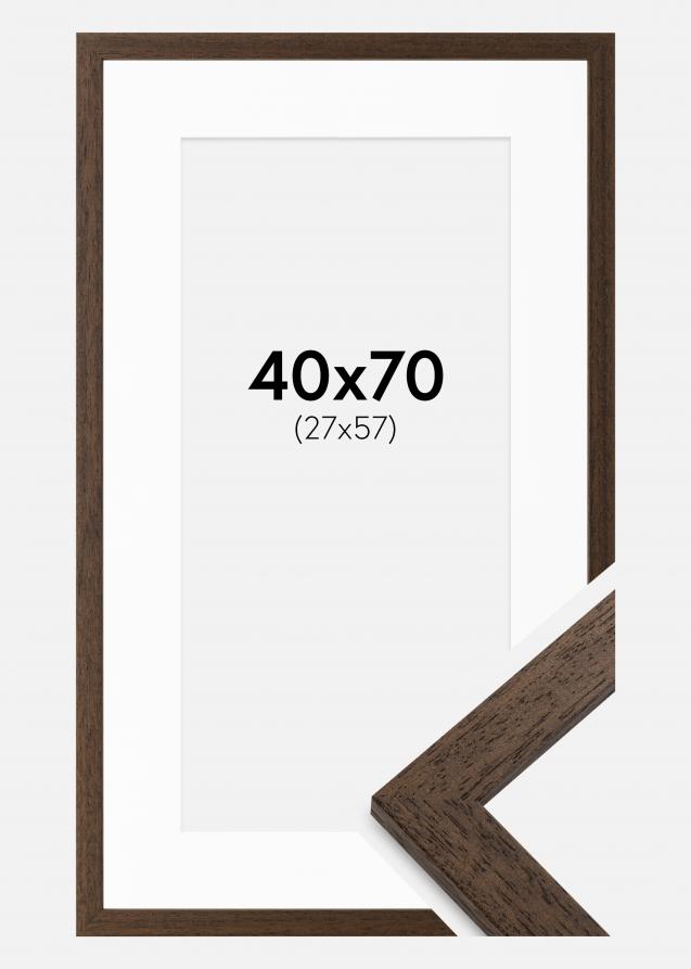 Rahmen Brown Wood 40x70 cm - Passepartout Weiß 28x58 cm