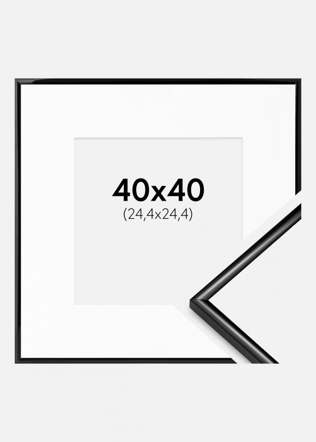 Rahmen Scandi Schwarz 40x40 cm - Passepartout Weiß 10x10 inches