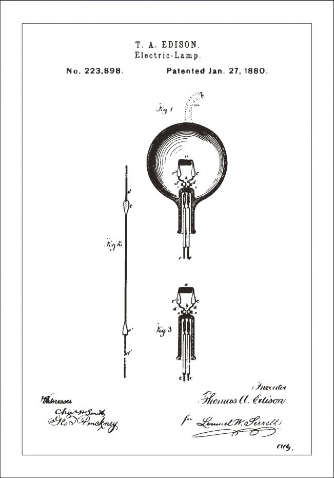 Patentzeichnung - Glhbirne B - Wei Poster