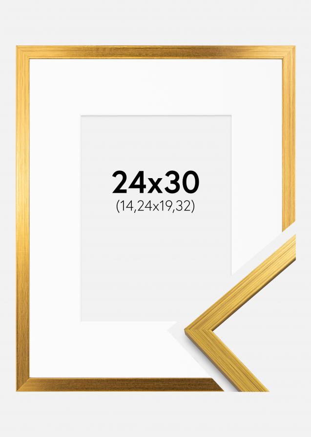 Rahmen Edsbyn Gold 24x30 cm - Passepartout Weiß 6x8 inches