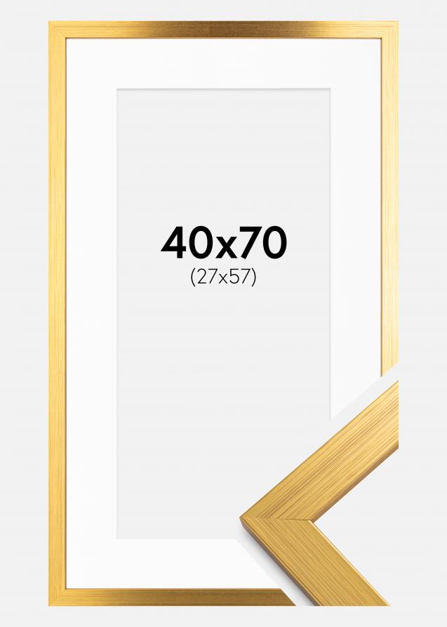 Rahmen Gold Wood 40x70 cm - Passepartout Weiß 28x58 cm