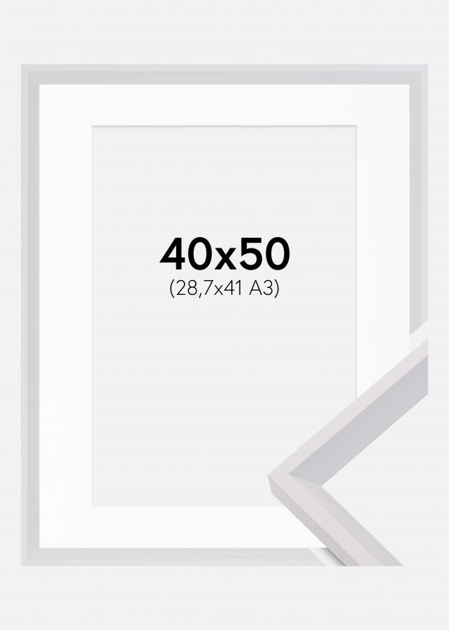 Rahmen Globe Weiß 40x50 cm - Passepartout Weiß 29,7x42 cm