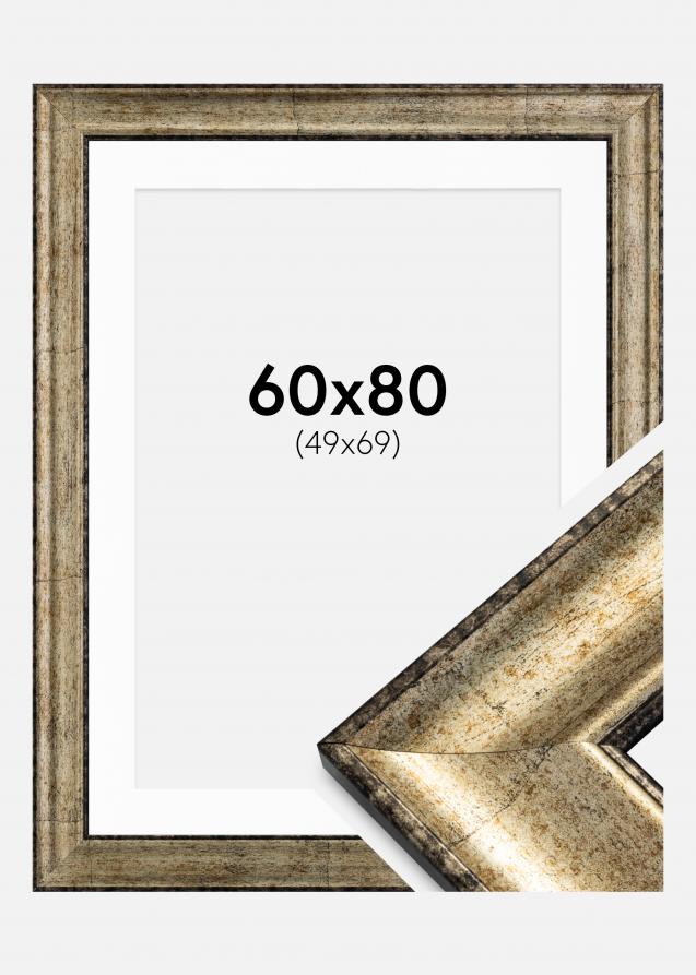 Rahmen Saltsjöbaden Antik-Gold 60x80 cm - Passepartout Weiß 50x70 cm