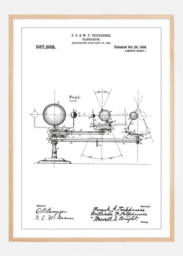 Patentzeichnung - Planetarium - Weiß Poster