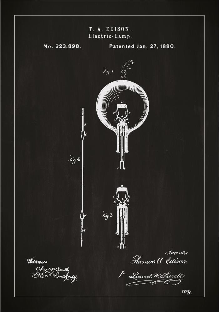 Patentzeichnung - Glhbirne B - Schwarz Poster