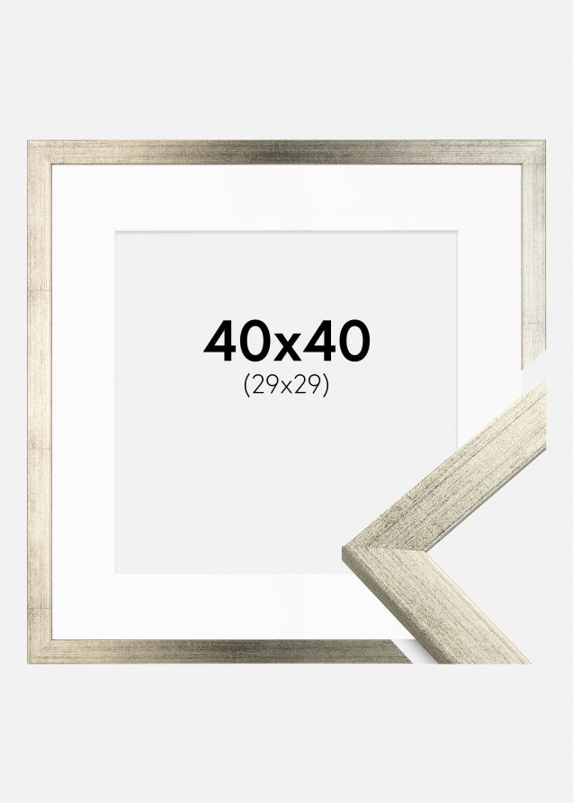 Rahmen Stilren Silber 40x40 cm - Passepartout Weiß 30x30 cm