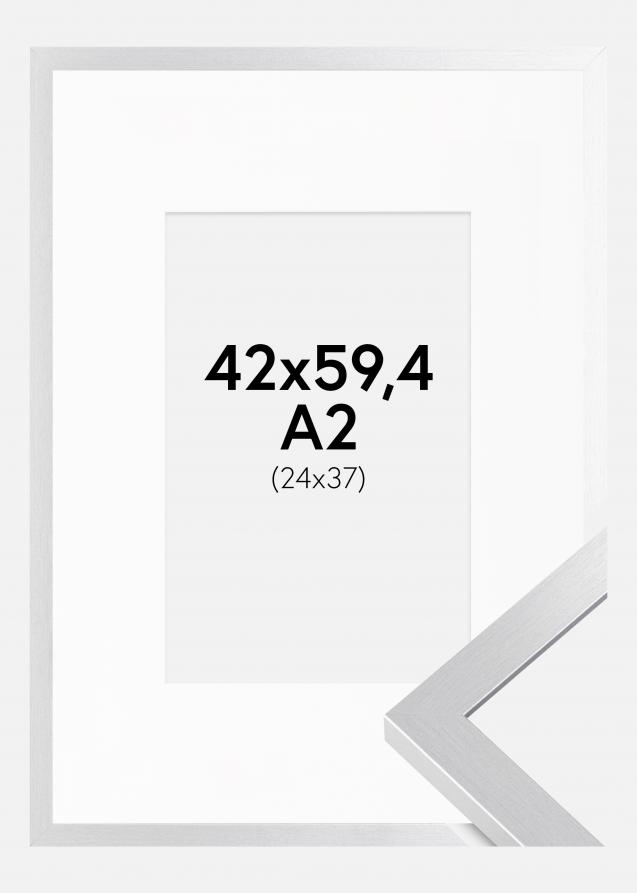 Rahmen Selection Silber 42x59,4 cm (A2) - Passepartout Weiß 25x38 cm