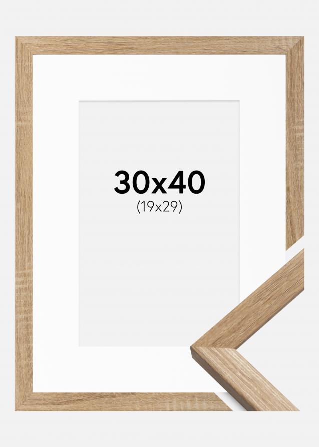 Rahmen Fiorito Helle Eiche 30x40 cm - Passepartout Weiß 20x30 cm