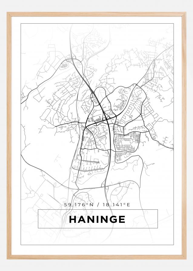 Map - Haninge - White Poster