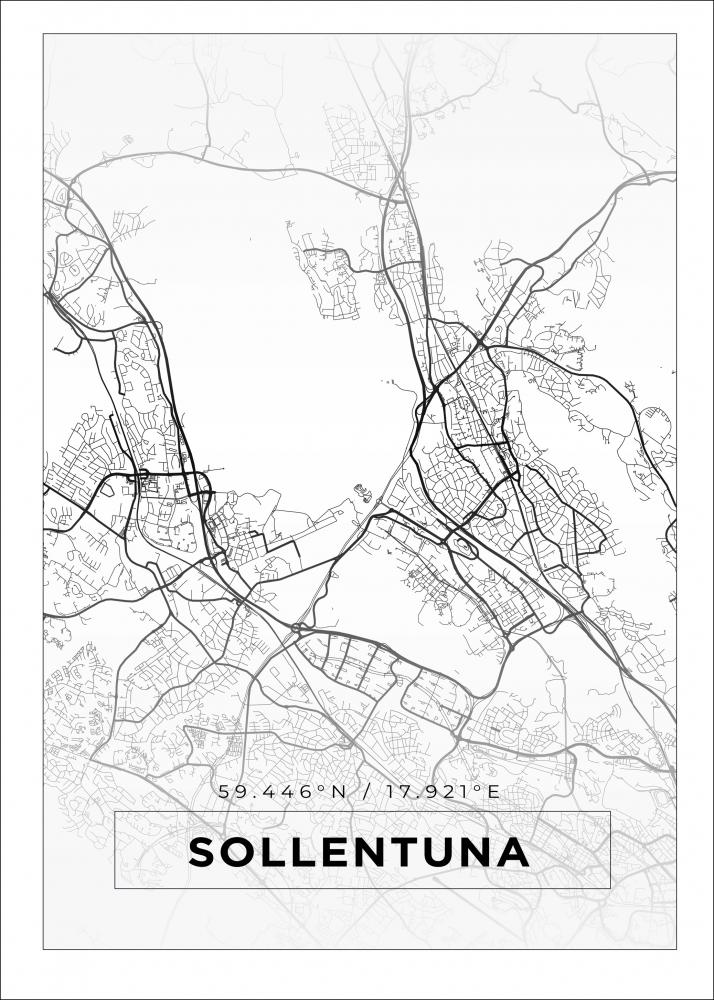 Map - Sollentuna - White Poster