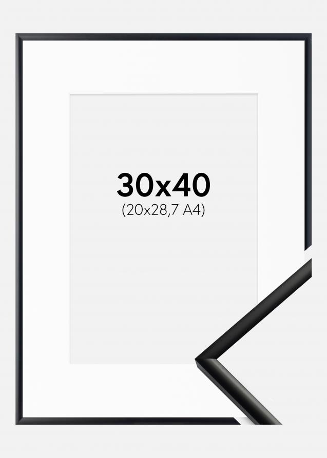 Rahmen New Lifestyle Matt Schwarz 30x40 cm - Passepartout Weiß 21x29,7 cm (A4)