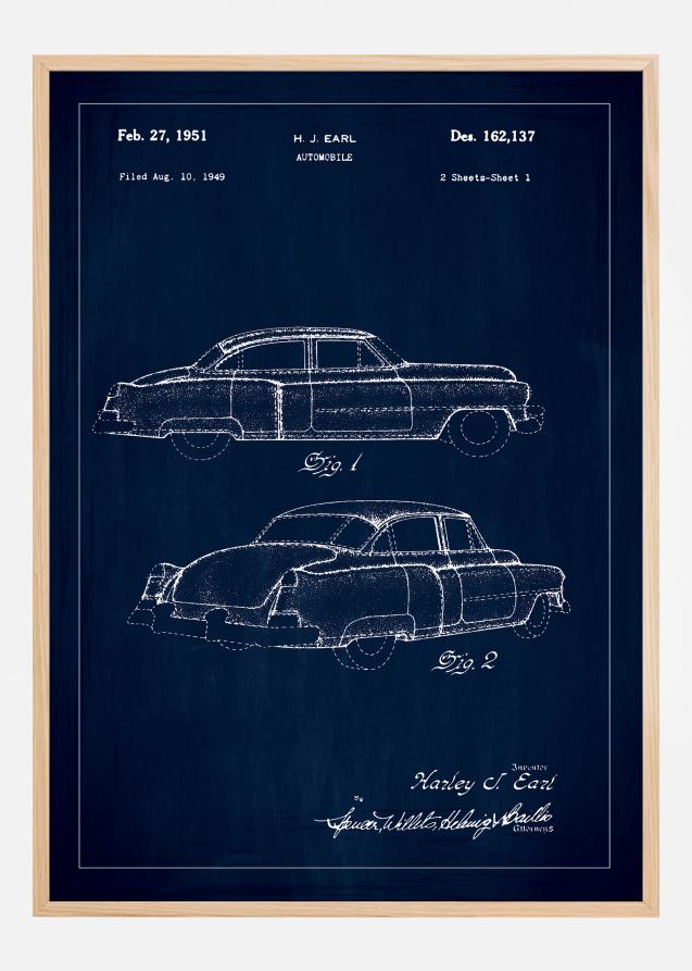 Patentzeichnung - Cadillac I - Blau Poster