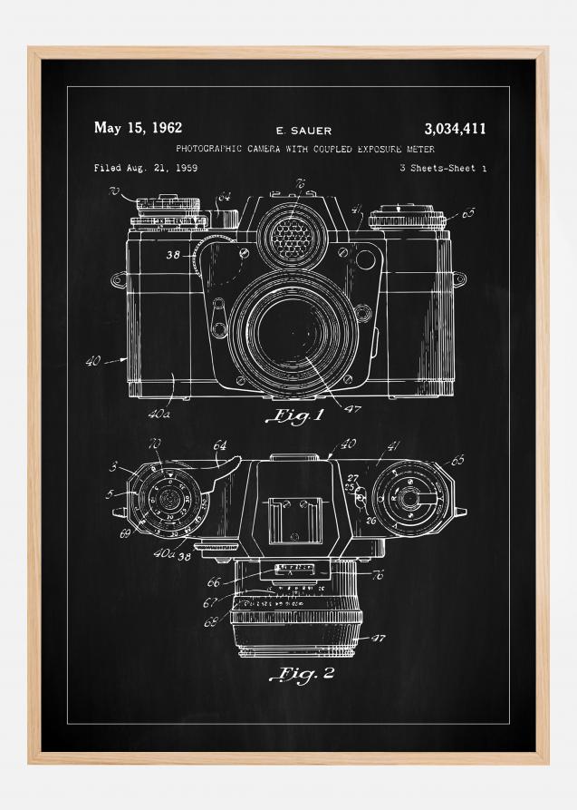 Patentzeichnung - Kamera I - Schwarz Poster